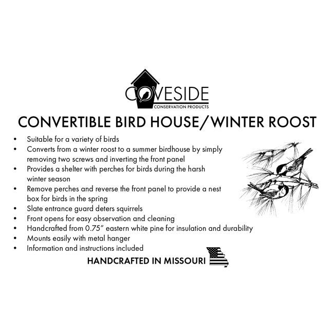 Birdhouse - the Flip & Fluff, a Convertible Bird House + Winter Roost