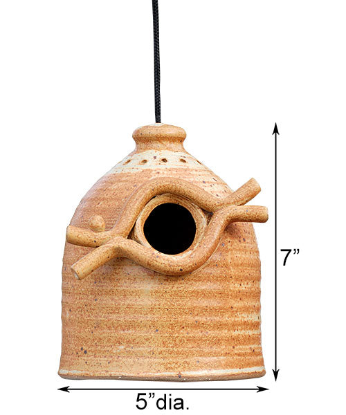 measurements for Birdhouse - Ceramic, 7" high, Two Colors Available www.wingandhive.com