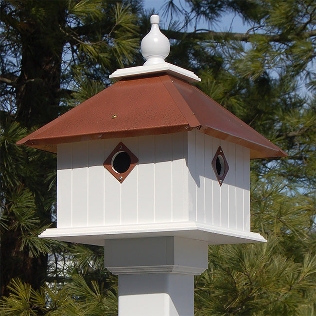 better view of roof, Birdhouse, Hammered Copper Roof, Carriage Style www.wingandhive.com