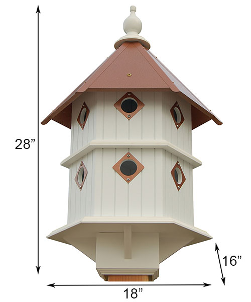 measurements of Birdhouse Chateau Style by Wing & A Prayer Hammered Copper Roof www.wingandhive.com