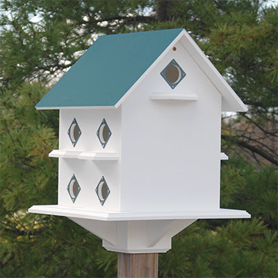 Purple Martin House, The Soaring Martin Villa outside view mounted on post