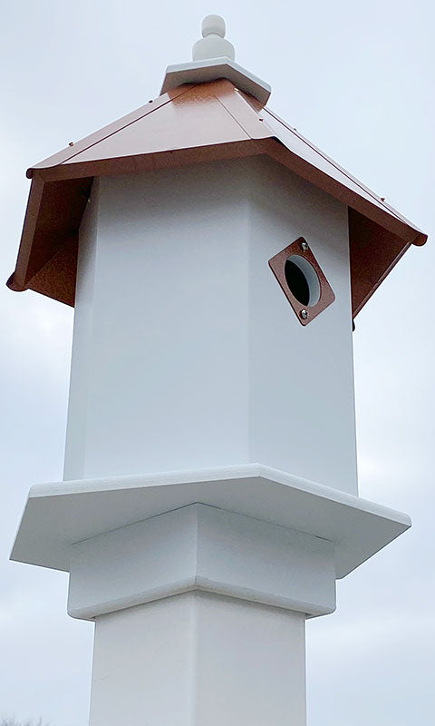Hammered Copper Colored Roof Birdhouse for Song Birds, Three Color Options www.wingandhive.com