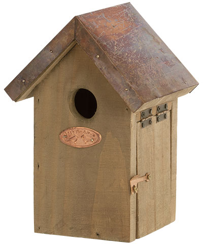 Birdhouse, Antique Wash Wren Home w/Copper Colored Roof