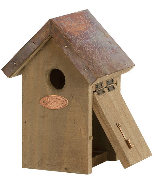 Birdhouse, Antique Wash Wren Home w/Copper Colored Roof