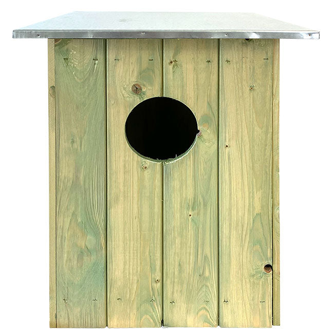 front view of Birdhouse for Tawny or Barred Owls www.wingandhive.com