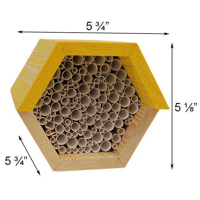 measurements of Hexagonal Shaped Bee Nesting House www.wingandhive.com