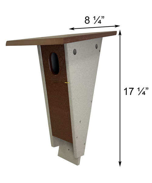 measurements of Birdhouse For Bluebirds, Amish Made, Slant-Front www.wingandhive.com