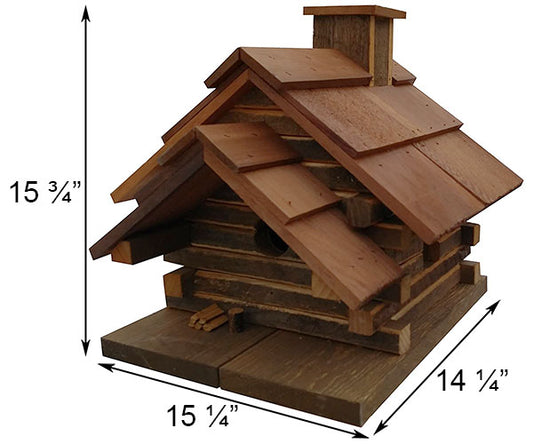 measurements for Birdhouse - Amish Made Conestoga Log Cabin www.wingandhive.com