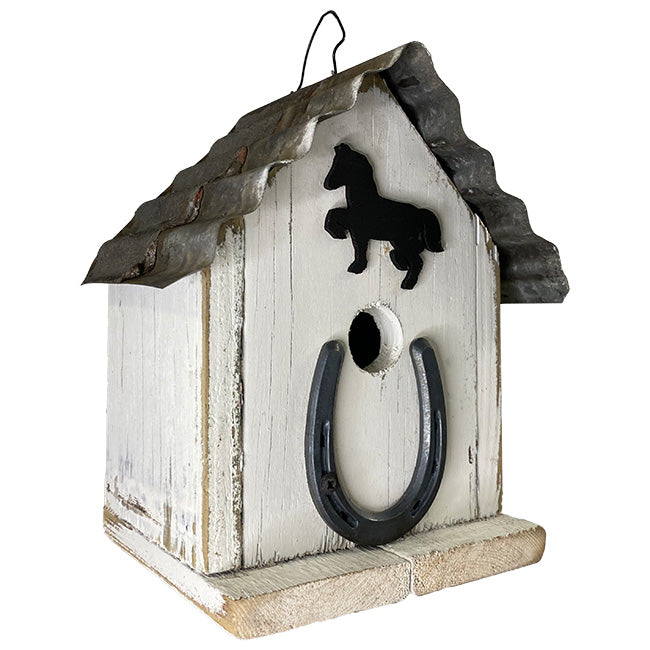 white background Birdhouse for Songbirds, Amish Made, Horseshoe www.wingandhive.com