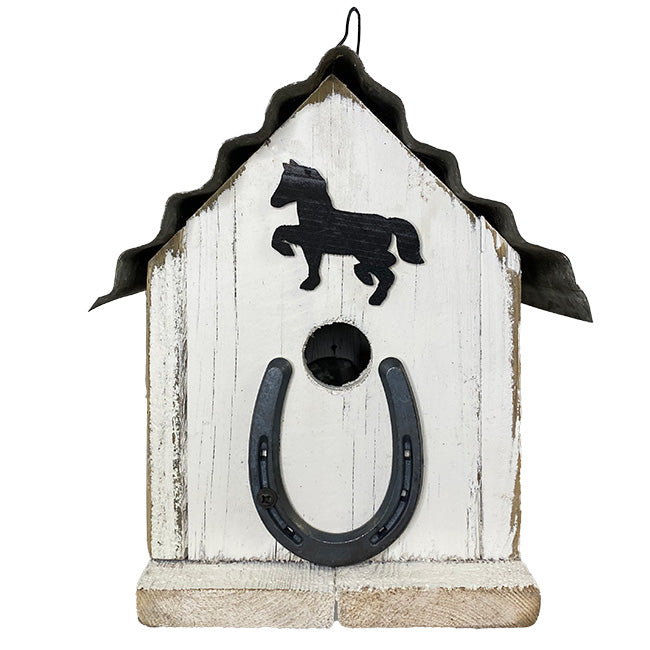 front view Birdhouse for Songbirds, Amish Made, Horseshoe www.wingandhive.com