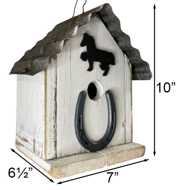 measurements for Birdhouse for Songbirds, Amish Made, Horseshoe www.wingandhive.com