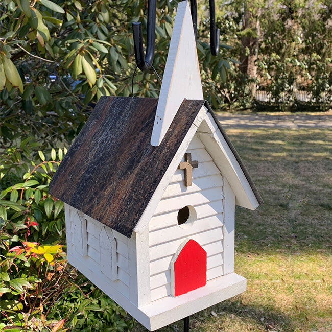 Birdhouse for Smaller Birds - Church, Amish Made www.wingandhive.com