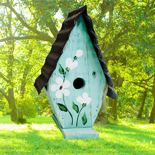 Birdhouse for Wrens and Chickadees - Amish Made A-Frame Teal www.wingandhive.com