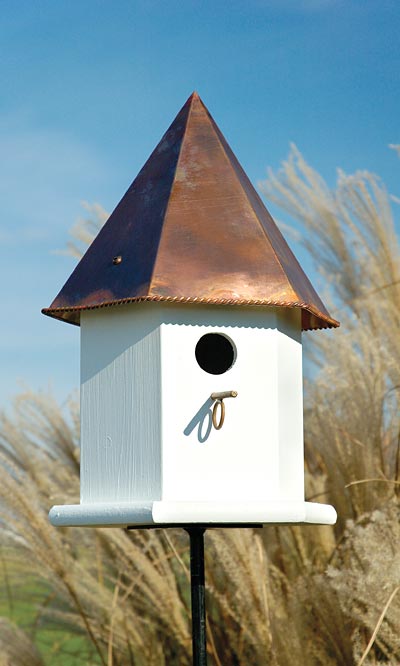 Birdhouse, Copper Songbird Deluxe www.wingandhive.com