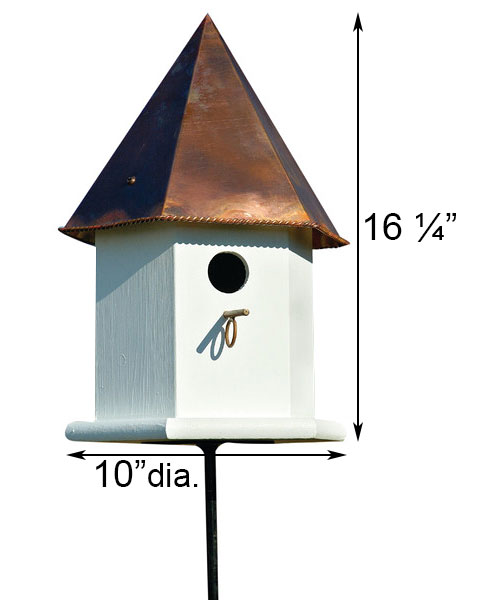 measurements for Birdhouse, Copper Songbird Deluxe www.wingandhive.com