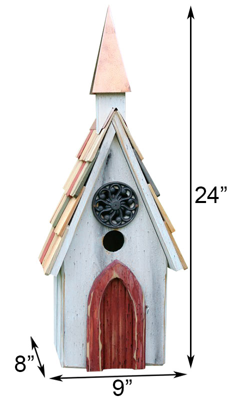 measurements for Birdhouse - Country Church, 24" high www.wingandhive.com