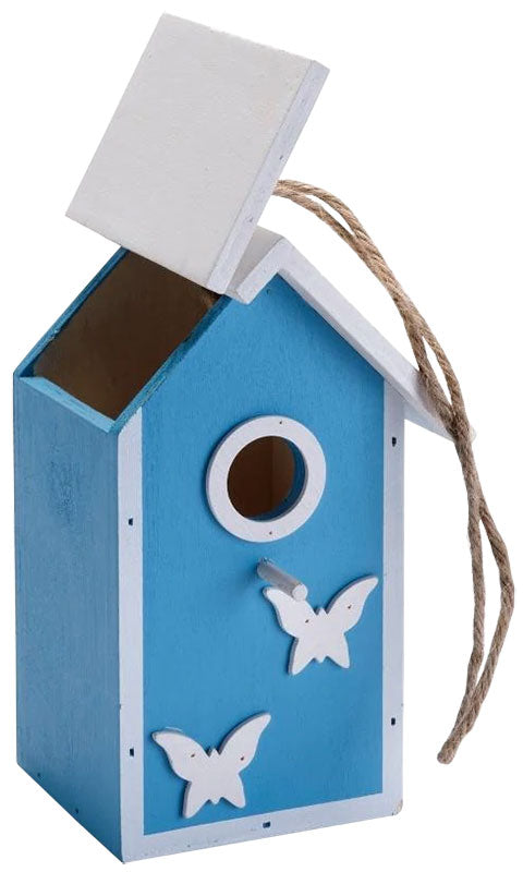 roof open on Birdhouse, Charming Blue Butterfly Skies www.wingandhive.com