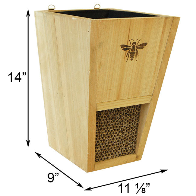 measurements for Mason Bee Nesting House and Planter Combination www.wingandhive.com