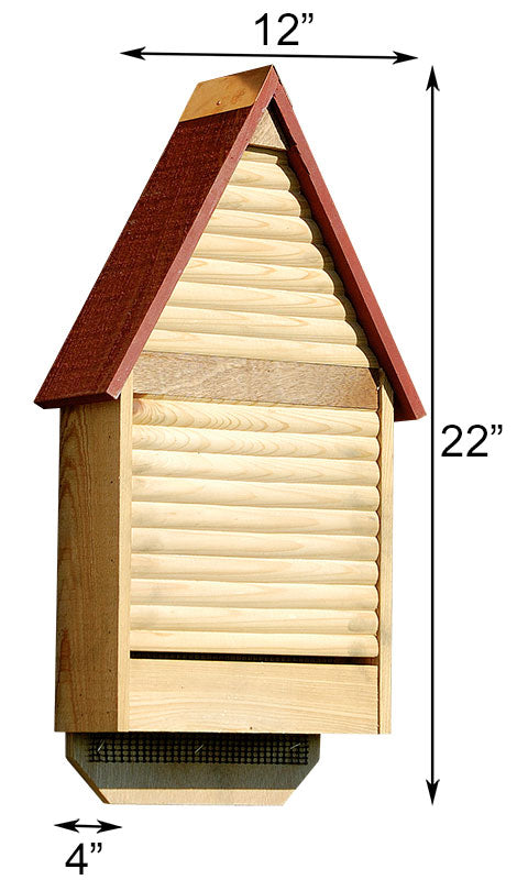 Bat House, The Heartwood Bat Lodge red roof measurements www.wingandhive.com