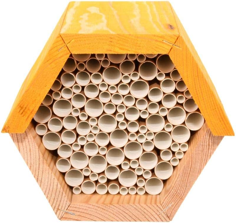  front view of Hexagonal Shaped Bee Nesting House www.wingandhive.com