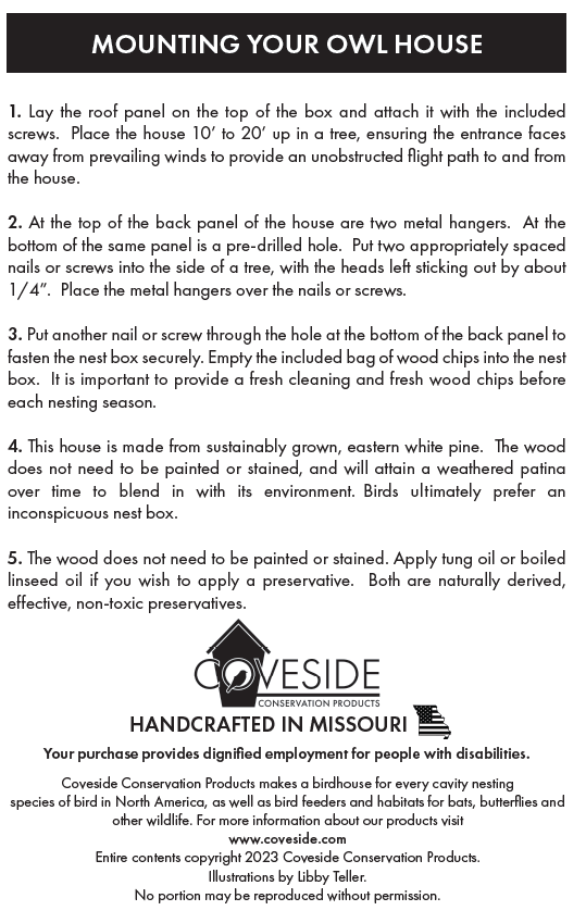 Owl House, The Nightwatch Nest | Pollinator Shelter in Cedar | Wing and Hive