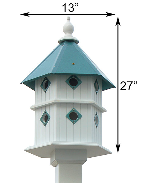 measurements for Birdhouse Chateau Style by Wing & A Prayer Verdigris roof www.wingandhive.com