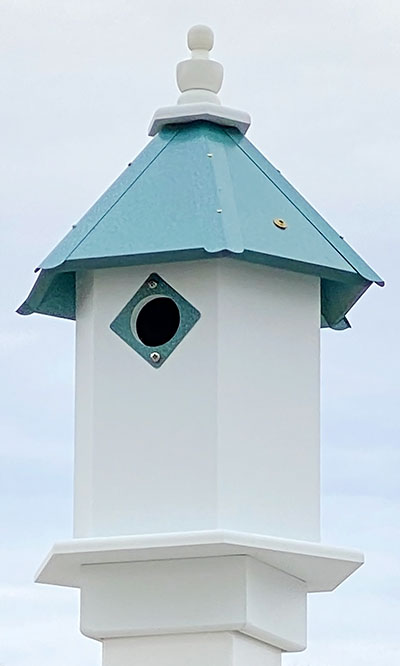 Verdigris Colored Roof Birdhouse for Song Birds, Three Color Options www.wingandhive.com